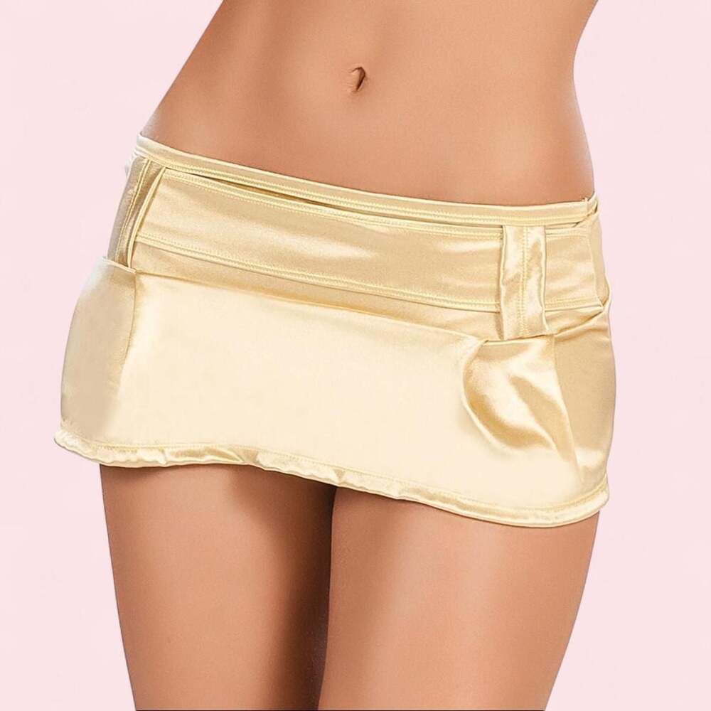 Vintage Y2K Gold Metallic Micro Mini Skirt — Deadstock Espiral Lingerie, Size M/